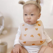 Load image into Gallery viewer, WH81507AC-Korean ins style many little bear baby soft silicone bibs for boys and girls to eat with complementary food three-dimensional rice receiving pocket