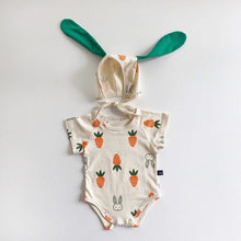 Load image into Gallery viewer, 32307LS-Summer carrot print bodysuit + hat two-piece set