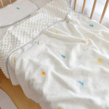 Load image into Gallery viewer, AC2011-Newborn Beanie Blanket Baby Pure Cotton Gauze Comfort Blanket Shell Edge Crepe Embroidery Children's Small Blanket Four Seasons