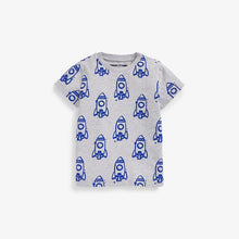 Load image into Gallery viewer, 53013SE-Summer round neck rocket print cotton short-sleeved top