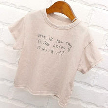 Load image into Gallery viewer, 23D216SE-2022 Summer New Children's Tops Korean Style Simple Soft Round Neck Letter Printed Boys and Girls Cotton Short Sleeve T-Shirt