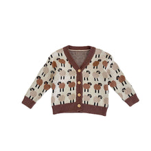 Load image into Gallery viewer, 83089SE-Spring and Autumn Cardigan Jacquard V-neck Lamb Print Knitted Cotton Jacket
