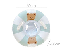 Load image into Gallery viewer, WH71301AC-ins style bear inflatable swimming ring children's sitting ring with handrails life buoy simple cartoon underarm ring to prevent rollover