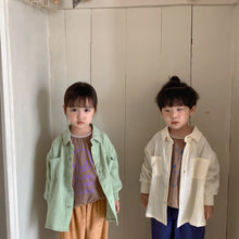 Load image into Gallery viewer, Q90377SE-Children's white shirt pure cotton gauze 2022 new spring and autumn Korean version boys and girls long-sleeved shirt baby top