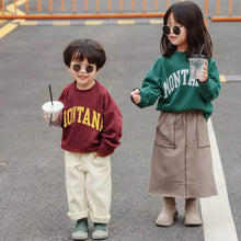 Load image into Gallery viewer, 21055PCW-Autumn Japanese-style parent-child outfit loose terry long-sleeved top with English letters