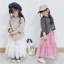 Load image into Gallery viewer, 23001PCW-Spring and summer Japanese style long fluffy flower bud gauze skirt parent-child outfit
