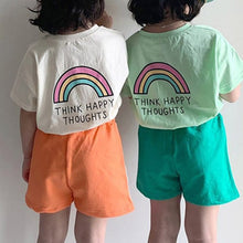 Load image into Gallery viewer, 23D202SE-Children's summer new tops simple Korean casual candy color rainbow print cartoon boys and girls short-sleeved T-shirt