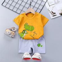 Load image into Gallery viewer, DT16TG-Children's short-sleeved suit pure cotton summer baby clothes Korean version girls T-shirt boys clothing foreign trade children's clothing