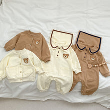 Load image into Gallery viewer, K5281SE-Spring solid color bear double pocket long-sleeved romper & long-sleeved jacket
