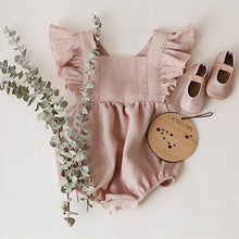 Load image into Gallery viewer, BD0A317LS-Summer breathable cotton and linen flying sleeve suspenders bodysuit