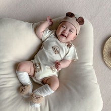 Load image into Gallery viewer, 32306LS-Summer bear full print triangle bodysuit + hat two-piece set