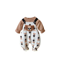 將圖片載入圖庫檢視器 2304220TG-韓版兩件式加絨機器熊背帶套裝