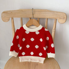 Load image into Gallery viewer, M2021TG-Spring and Autumn Christmas Knitted Polka Dot Long Sleeve Top & Striped Overalls