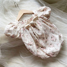 Load image into Gallery viewer, 24D876LS- Korean style summer new baby girl jumpsuit ins baby bow puff sleeves sweet square collar baby romper