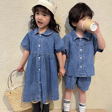 Load image into Gallery viewer, X81399DS-Summer denim suit & dress for siblings