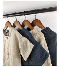 Load image into Gallery viewer, 23D97TG-Children's summer Korean style new suit retro forest cotton and linen wrinkled single-breasted loose boys and girls casual suit