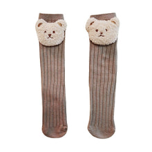 Load image into Gallery viewer, WH81503AC- Korean ins style cute embroidered bear head children's medium and long socks without heels straight tube boys and girls baby warm socks