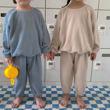 Load image into Gallery viewer, D91015TG-Korean children's clothing children's spring and autumn sports suit waffle boys and girls baby sweatshirt sweatpants solid color two-piece set