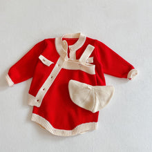 Load image into Gallery viewer, 86032LS-Spring and Autumn Red Baby Girl Cardigan Long Sleeve Jacket + Climbing Clothes