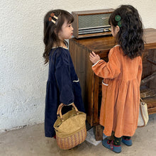 Load image into Gallery viewer, C81316DS-Spring Girls Corduroy Double Pocket Long Sleeve Dress