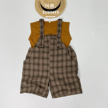 Load image into Gallery viewer, 1203LS-Summer Korean Retro Plaid Workwear Bib Shorts