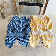 Load image into Gallery viewer, Q90987TG-Children's autumn suits boys sports new spring and autumn girls casual striped baby sweater two-piece suit