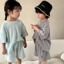 Load image into Gallery viewer, X82086TG-Summer Korean B-shaped waffle top + shorts two-piece set