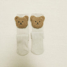 Load image into Gallery viewer, WH81503AC- Korean ins style cute embroidered bear head children's medium and long socks without heels straight tube boys and girls baby warm socks