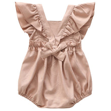 Load image into Gallery viewer, BD0A317LS-Summer breathable cotton and linen flying sleeve suspenders bodysuit