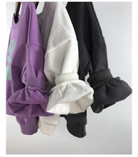 Load image into Gallery viewer, 23D1915PCW- Korean version of children's spring and autumn new parent-child wear Korean style letters loose casual long-sleeved parent-child terry sweater t