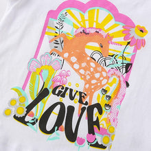 Load image into Gallery viewer, 9536TG- Summer LOVE Horse European and American children's short-sleeved casual round neck top + flowery trousers set