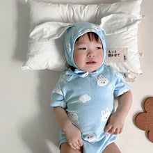 Load image into Gallery viewer, 32313LS-Summer Korean version of bunny full print bodysuit + hat two-piece set