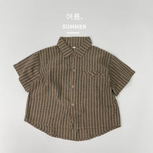 Load image into Gallery viewer, 1211SE-Summer Korean Striped Casual Lapel Short Sleeve Shirt