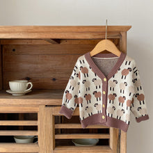 Load image into Gallery viewer, 83089SE-Spring and Autumn Cardigan Jacquard V-neck Lamb Print Knitted Cotton Jacket