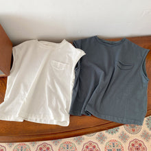 將圖片載入圖庫檢視器 21380SE-夏季無袖假口袋素色背心上衣