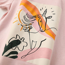 Load image into Gallery viewer, 81130SE-malwee summer European and American children's unicorn print round neck short-sleeved top