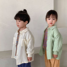 Load image into Gallery viewer, Q90377SE-Children's white shirt pure cotton gauze 2022 new spring and autumn Korean version boys and girls long-sleeved shirt baby top