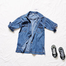 Load image into Gallery viewer, 21030PCW-Autumn Korean style open X windbreaker parent-child long denim jacket