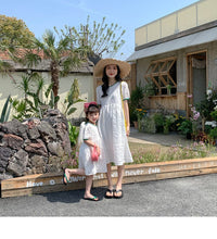 Load image into Gallery viewer, 22B038PCW-New summer parent-child outfit fairy wear white long loose slimming net celebrity stylish mother and daughter outfit