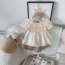 Load image into Gallery viewer, 2220402TG-Summer Korean version of children's short top + solid color shorts two-piece set