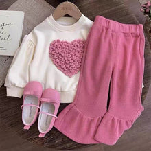 Load image into Gallery viewer, YC8236TG-Autumn Korean style heart pullover top + flared pants two-piece set