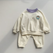 Load image into Gallery viewer, 6007TG-Spring Korean round neck baby rainbow long-sleeved top + long pants two-piece set