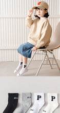 Load image into Gallery viewer, WH0307AC- Spring and Autumn Thin Big Kids Baby Letter Middle Socks (4 in a Set)