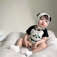 Load image into Gallery viewer, 32311LS-Summer Korean Panda Short Sleeve Style Bodysuit + Hat Two-piece Set