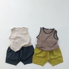 Load image into Gallery viewer, 1052SE-Korean summer children's sleeveless vest soft bamboo cotton solid color stripes thin boys and girls wear stylish vest