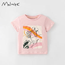 Load image into Gallery viewer, 81130SE-malwee summer European and American children's unicorn print round neck short-sleeved top