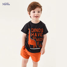 Load image into Gallery viewer, 22018TG-Little maven summer European and American knitted cotton dinosaur print short-sleeved top + shorts two-piece set