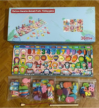 Load image into Gallery viewer, 72801AC-Children's intelligence development digital letters traffic logarithmic board building blocks fishing toys