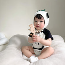 Load image into Gallery viewer, 32311LS-Summer Korean Panda Short Sleeve Style Bodysuit + Hat Two-piece Set