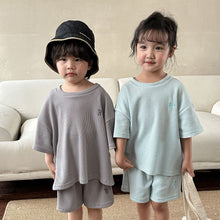 Load image into Gallery viewer, X82086TG-Summer Korean B-shaped waffle top + shorts two-piece set